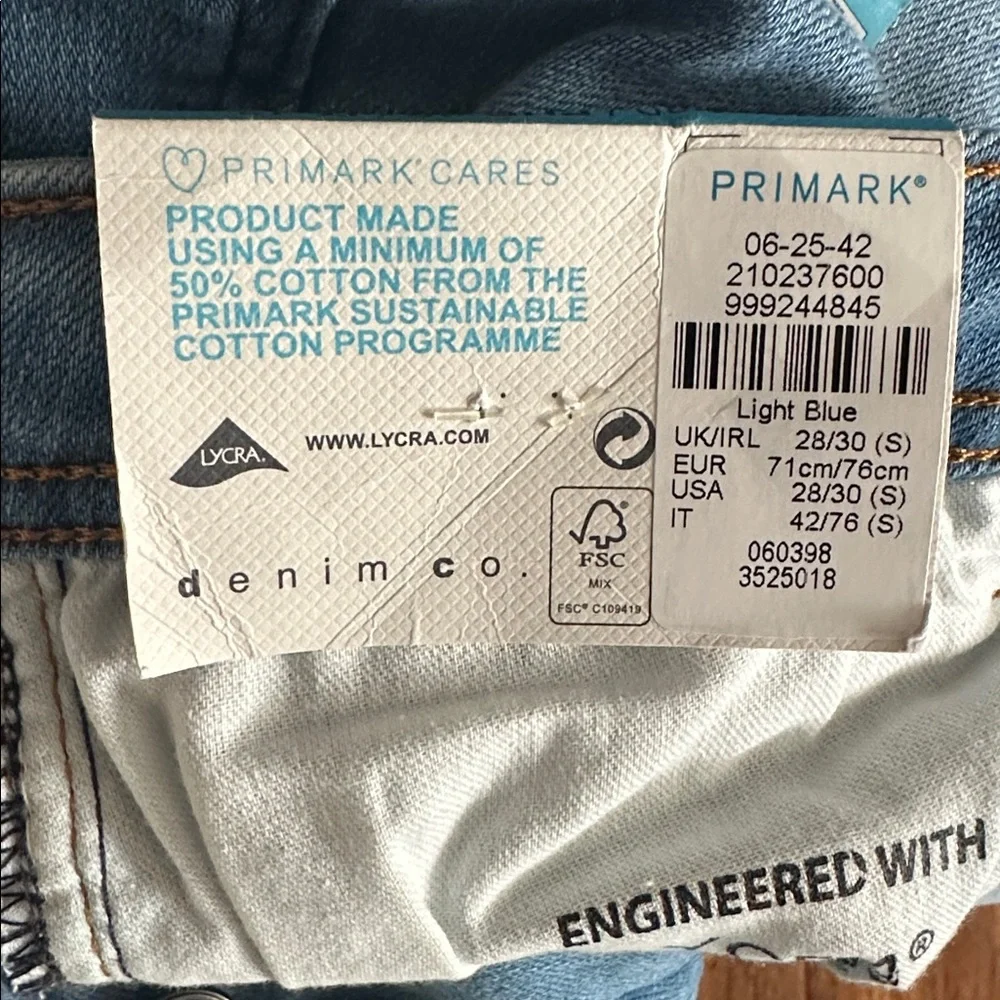 Primark Denim Co. Men’s Button Fly Blue Denim Slim Jeans Size 28